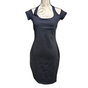 Susana Monaco -1219 NWT Women's Short Sleeve‎ Halter Neck Black Dress XL